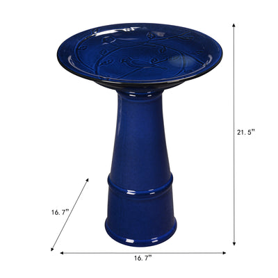78414-05 -  Ceramic Birdbath - Blue Tranquility HI-LINE GIFT