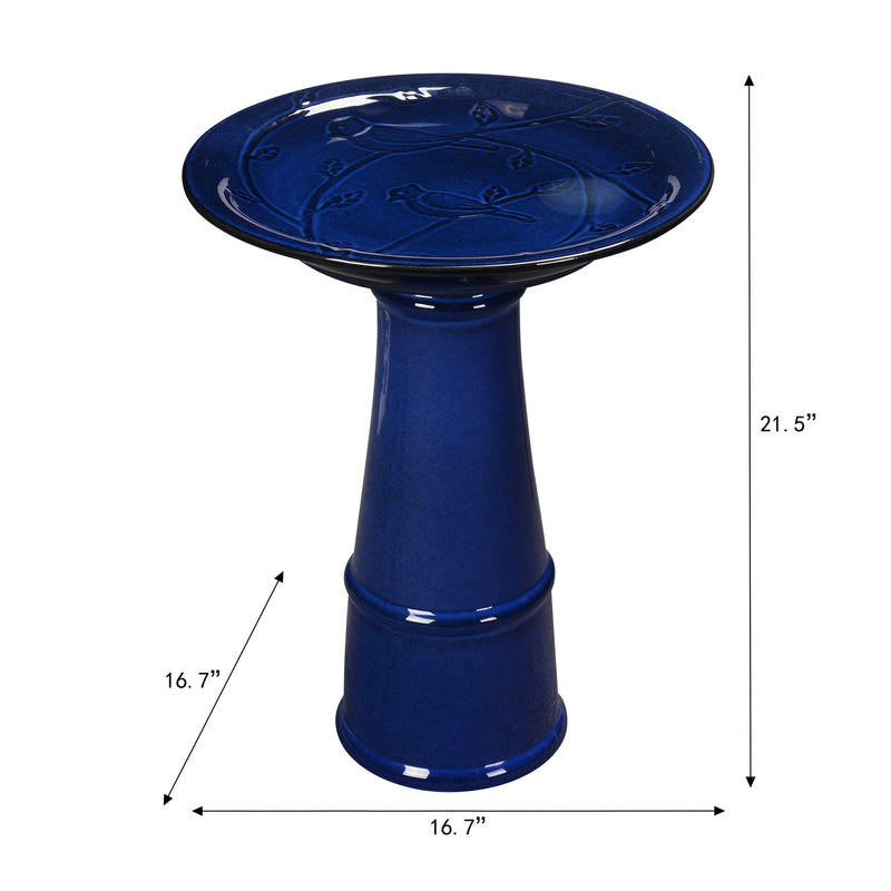 78414-05 -  Ceramic Birdbath - Blue Tranquility HI-LINE GIFT