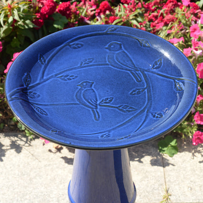 78414-05 -  Ceramic Birdbath - Blue Tranquility HI-LINE GIFT