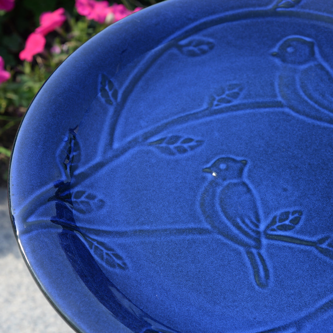 78414-05 -  Ceramic Birdbath - Blue Tranquility HI-LINE GIFT