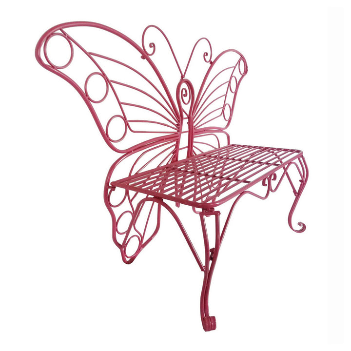 78620-PK - Pink Metal Butterfly Bench: Enchanting Outdoor Charm Hi-Line Gift Ltd.