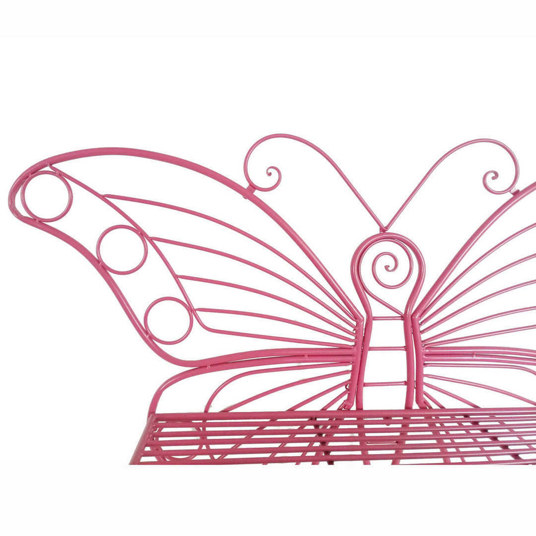78620-PK - Pink Metal Butterfly Bench: Enchanting Outdoor Charm HI-LINE GIFT