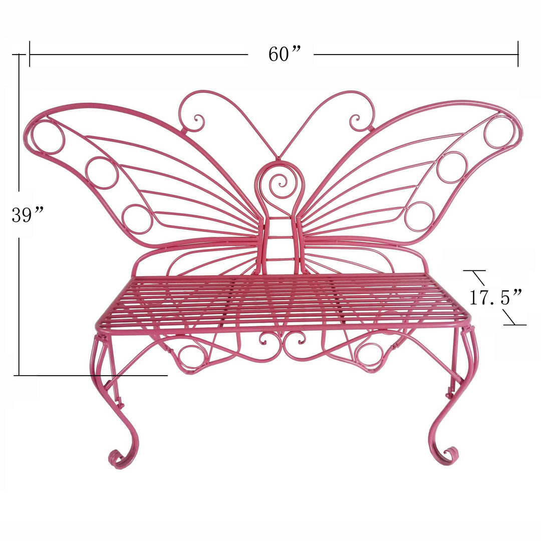 78620-PK - Pink Metal Butterfly Bench: Enchanting Outdoor Charm HI-LINE GIFT