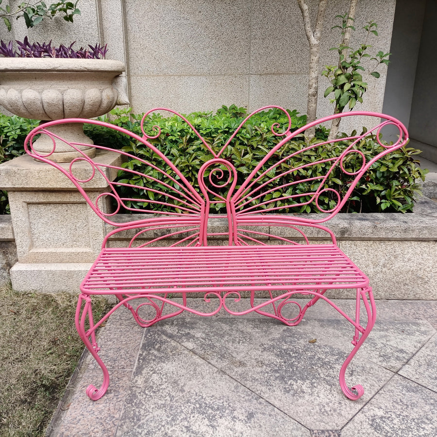 78620-PK - Pink Metal Butterfly Bench: Enchanting Outdoor Charm Hi-Line Gift Ltd.