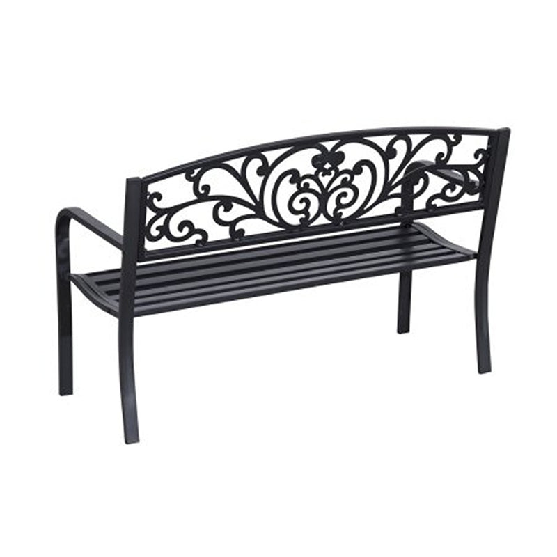 Garden Bench Black Scroll Backrest 50 Inch Long HI-LINE GIFT LTD.