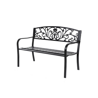 Garden Bench Black Scroll Backrest 50 Inch Long HI-LINE GIFT LTD.