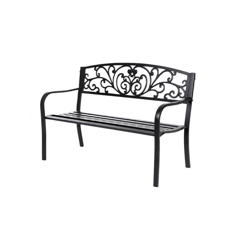 Garden Bench Black Scroll Backrest 50 Inch Long HI-LINE GIFT LTD.