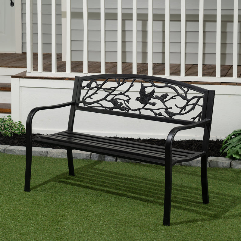 Black Birds And Branches Garden Bench HI-LINE GIFT LTD.