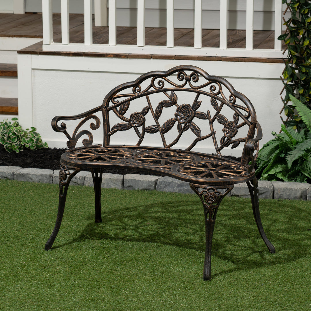 Garden Bench - Rose Design HI-LINE GIFT LTD.