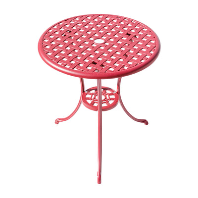 78658-A-RD -  Radiant Red Relaxation- Cast Aluminium Bistro Set for Outdoor Living HI-LINE GIFT