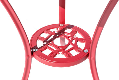 78658-A-RD -  Radiant Red Relaxation- Cast Aluminium Bistro Set for Outdoor Living HI-LINE GIFT