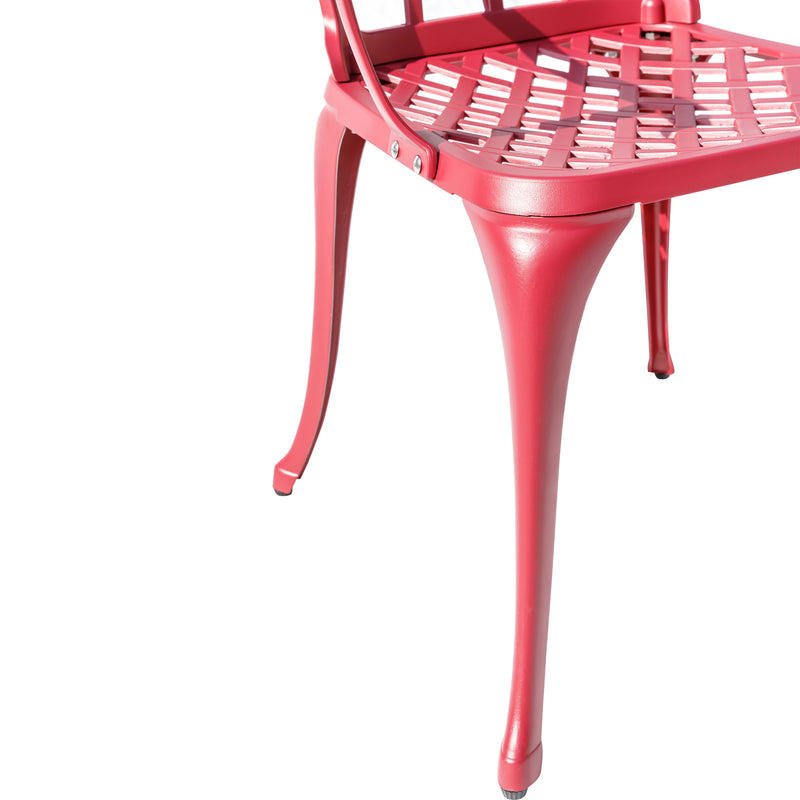 78658-A-RD -  Radiant Red Relaxation- Cast Aluminium Bistro Set for Outdoor Living HI-LINE GIFT