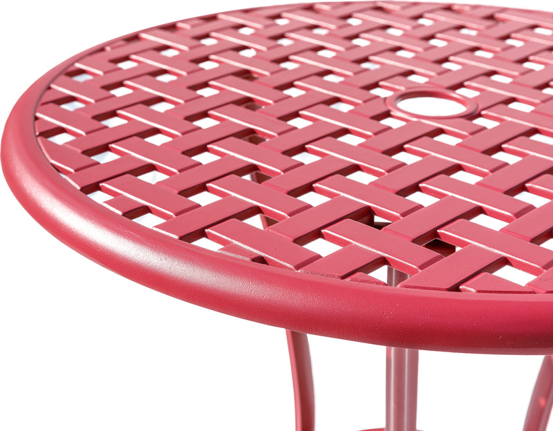 78658-A-RD -  Radiant Red Relaxation- Cast Aluminium Bistro Set for Outdoor Living HI-LINE GIFT