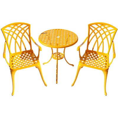78658-A-YL -  Sunny Retreat- Yellow Cast Aluminium Bistro Set HI-LINE GIFT