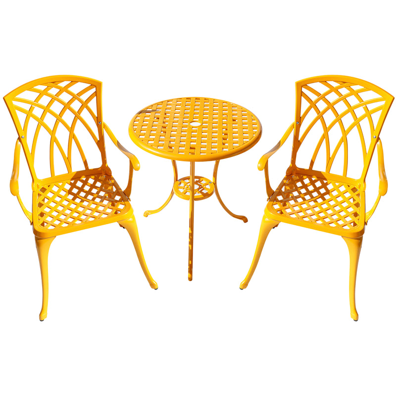 78658-A-YL -  Sunny Retreat- Yellow Cast Aluminium Bistro Set HI-LINE GIFT