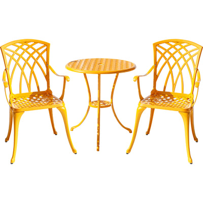 78658-A-YL -  Sunny Retreat- Yellow Cast Aluminium Bistro Set HI-LINE GIFT