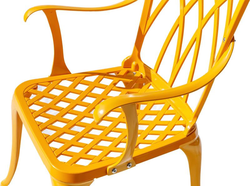 78658-A-YL -  Sunny Retreat- Yellow Cast Aluminium Bistro Set HI-LINE GIFT