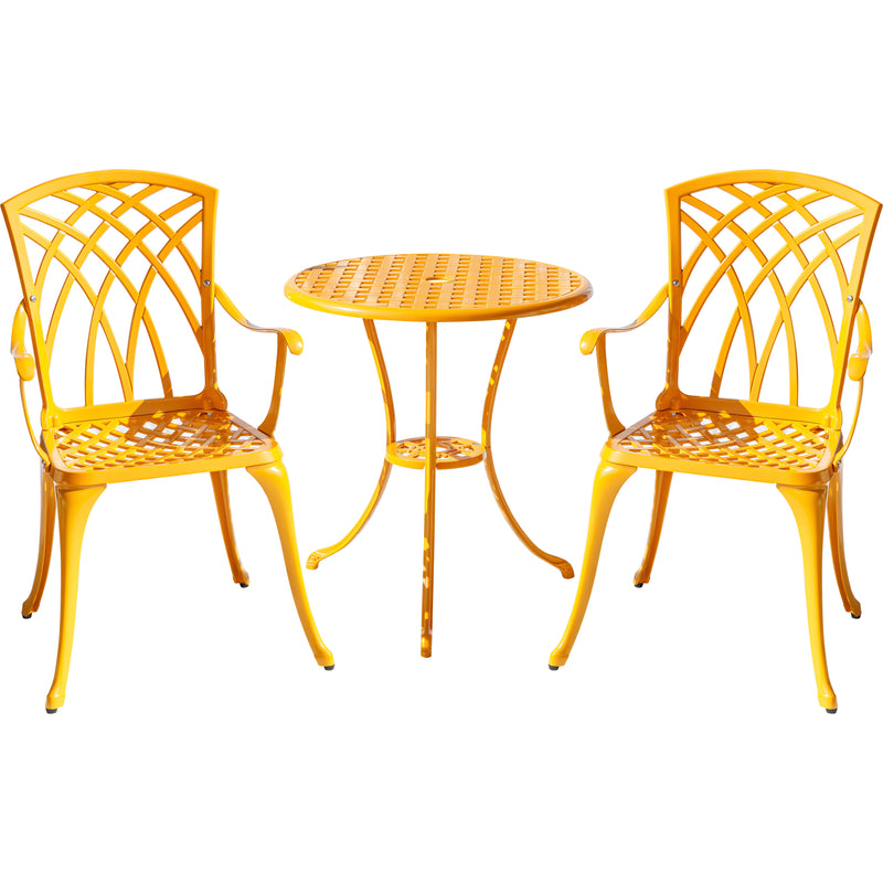 78658-A-YL -  Sunny Retreat- Yellow Cast Aluminium Bistro Set HI-LINE GIFT