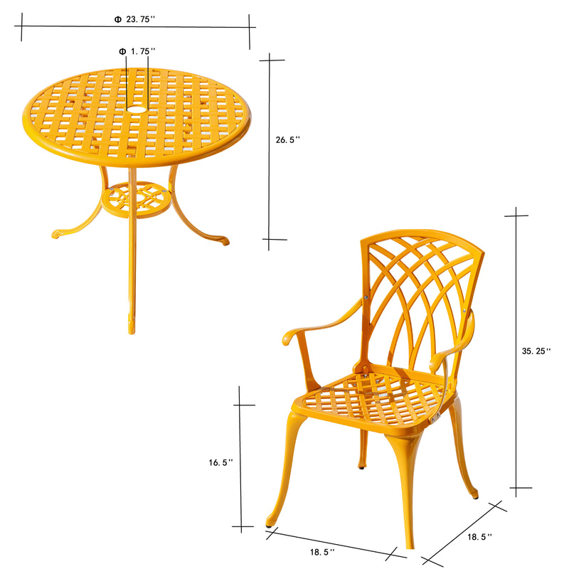 78658-A-YL -  Sunny Retreat- Yellow Cast Aluminium Bistro Set HI-LINE GIFT