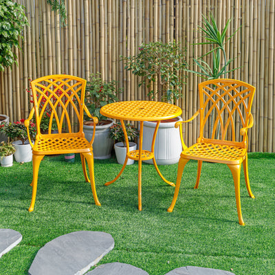 78658-A-YL -  Sunny Retreat- Yellow Cast Aluminium Bistro Set HI-LINE GIFT