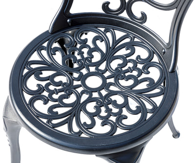 78658-B-BK -  Understated Elegance- Black Cast Aluminium Bistro Set HI-LINE GIFT