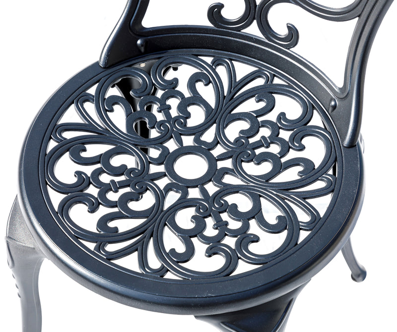 78658-B-BK -  Understated Elegance- Black Cast Aluminium Bistro Set HI-LINE GIFT