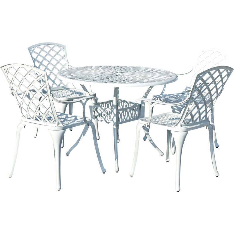 78659-B-WT -  Serene Seating- White Cast Aluminium Bistro Set for Patio HI-LINE GIFT