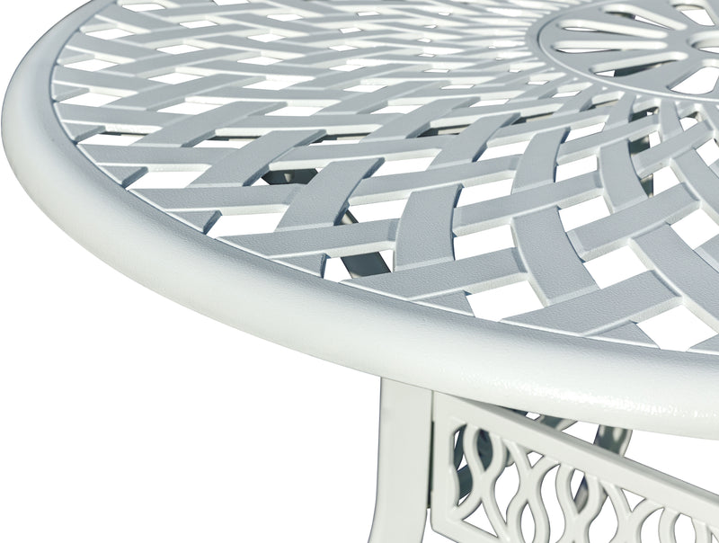 78659-B-WT -  Serene Seating- White Cast Aluminium Bistro Set for Patio HI-LINE GIFT