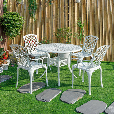 78659-B-WT -  Serene Seating- White Cast Aluminium Bistro Set for Patio HI-LINE GIFT
