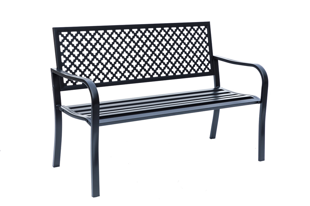 78660-A-BK -  Black Beauty- All-Steel Garden Bench for Relaxation HI-LINE GIFT