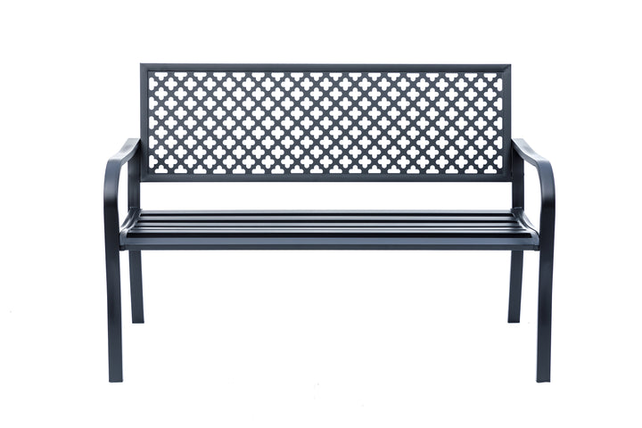 78660-A-BK -  Black Beauty- All-Steel Garden Bench for Relaxation HI-LINE GIFT