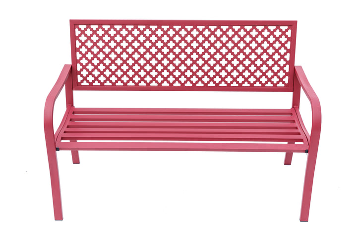 78660-A-RD -  Fiery Red Retreat- All-Steel Garden Bench for Outdoor Comfort HI-LINE GIFT