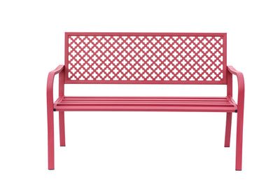 78660-A-RD -  Fiery Red Retreat- All-Steel Garden Bench for Outdoor Comfort HI-LINE GIFT