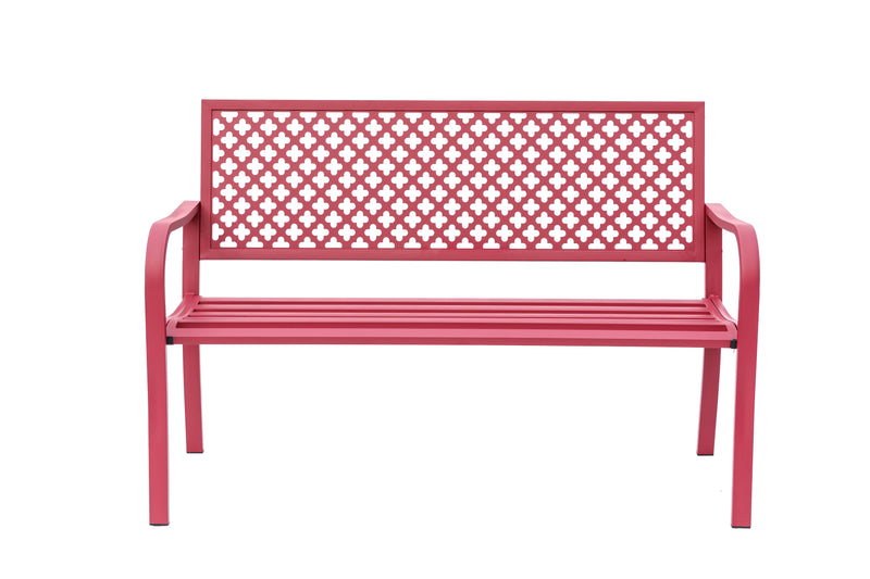 78660-A-RD -  Fiery Red Retreat- All-Steel Garden Bench for Outdoor Comfort HI-LINE GIFT