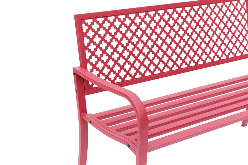 78660-A-RD -  Fiery Red Retreat- All-Steel Garden Bench for Outdoor Comfort HI-LINE GIFT