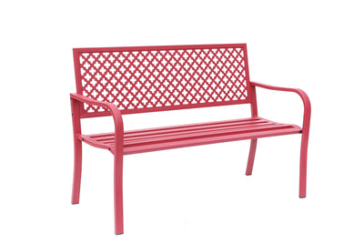 78660-A-RD -  Fiery Red Retreat- All-Steel Garden Bench for Outdoor Comfort HI-LINE GIFT
