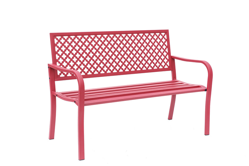 78660-A-RD -  Fiery Red Retreat- All-Steel Garden Bench for Outdoor Comfort HI-LINE GIFT