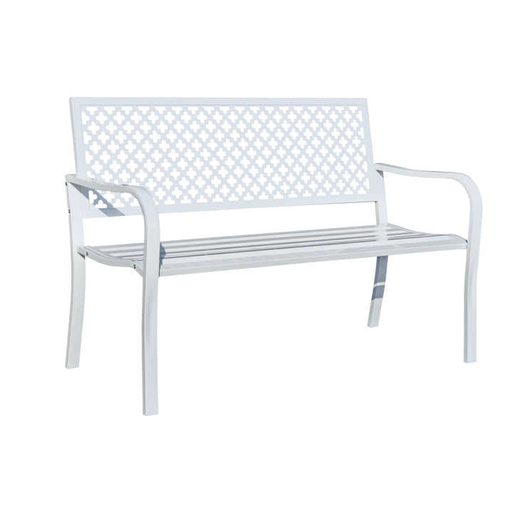 78660-A-WT -  Winter Wonderland- White All-Steel Garden Bench for Relaxation HI-LINE GIFT