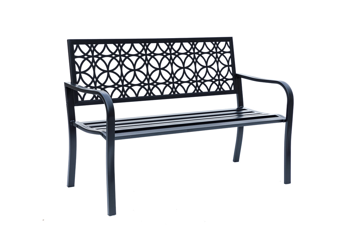 78660-B-BK -  Classic Noir- Black All-Steel Garden Bench for Timeless Appeal HI-LINE GIFT