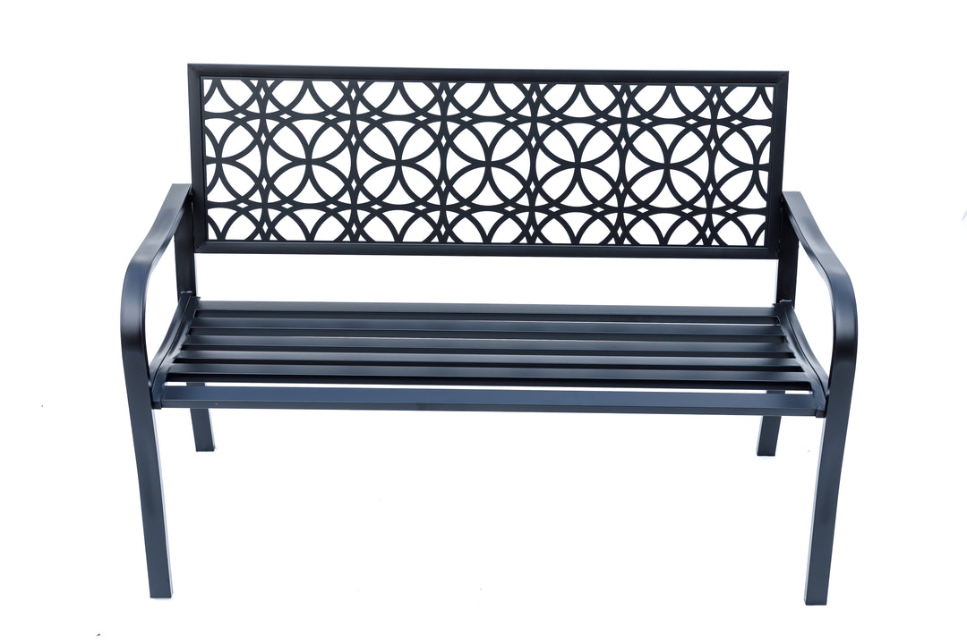 78660-B-BK -  Classic Noir- Black All-Steel Garden Bench for Timeless Appeal HI-LINE GIFT