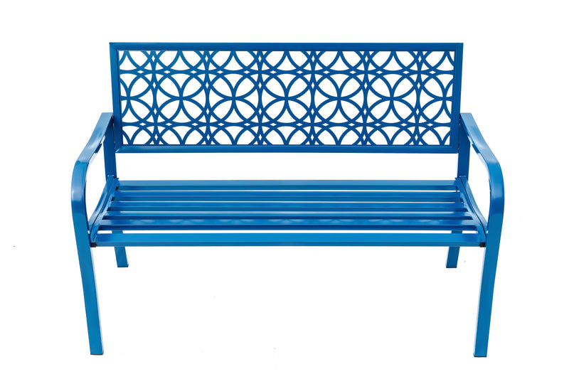 78660-B-BL -  Blue Lagoon Escape- All-Steel Garden Bench for Tranquil Moments HI-LINE GIFT
