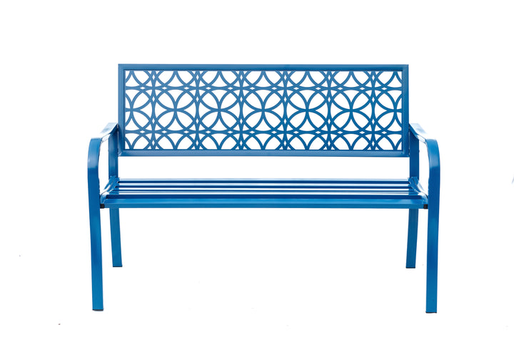 78660-B-BL -  Blue Lagoon Escape- All-Steel Garden Bench for Tranquil Moments HI-LINE GIFT