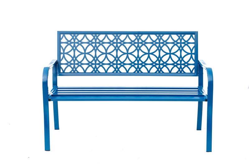 78660-B-BL -  Blue Lagoon Escape- All-Steel Garden Bench for Tranquil Moments HI-LINE GIFT