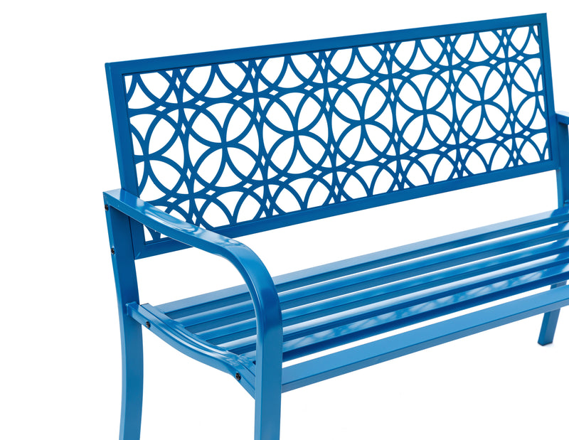 78660-B-BL -  Blue Lagoon Escape- All-Steel Garden Bench for Tranquil Moments HI-LINE GIFT
