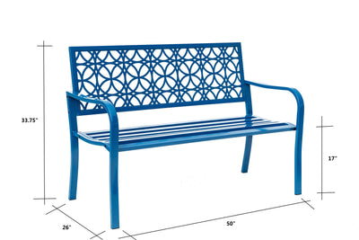 78660-B-BL -  Blue Lagoon Escape- All-Steel Garden Bench for Tranquil Moments HI-LINE GIFT