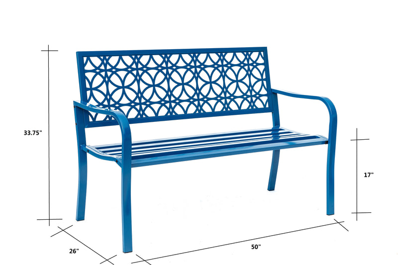 78660-B-BL -  Blue Lagoon Escape- All-Steel Garden Bench for Tranquil Moments HI-LINE GIFT