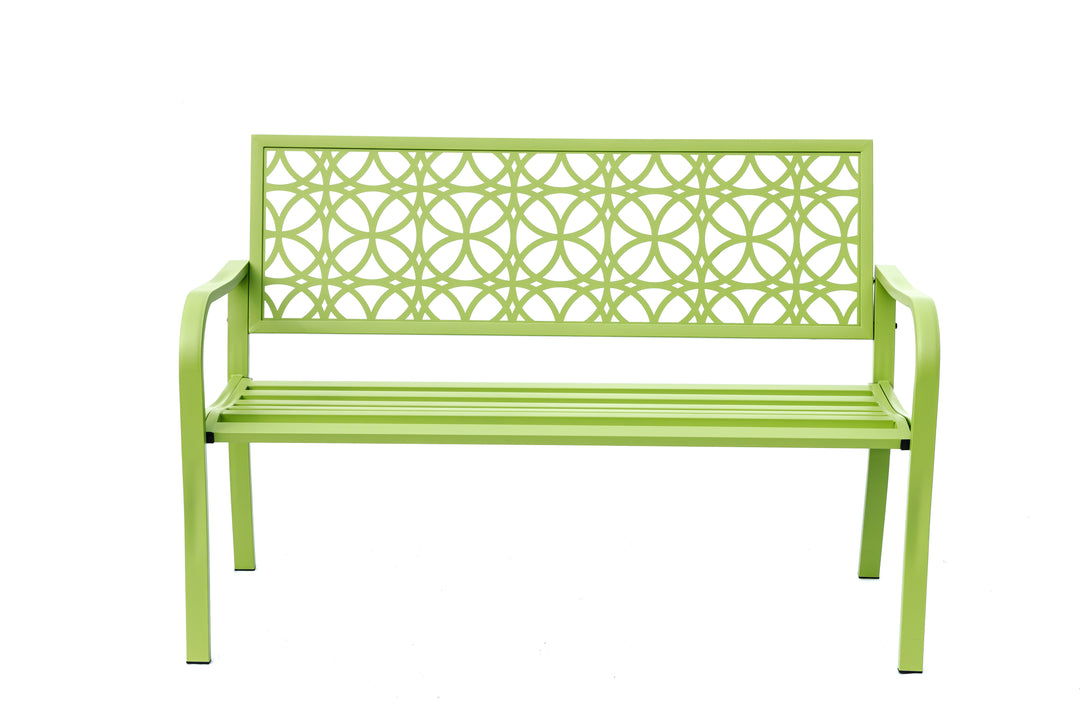 78660-B-GN -  Green Oasis Haven- All-Steel Garden Bench for Relaxation HI-LINE GIFT