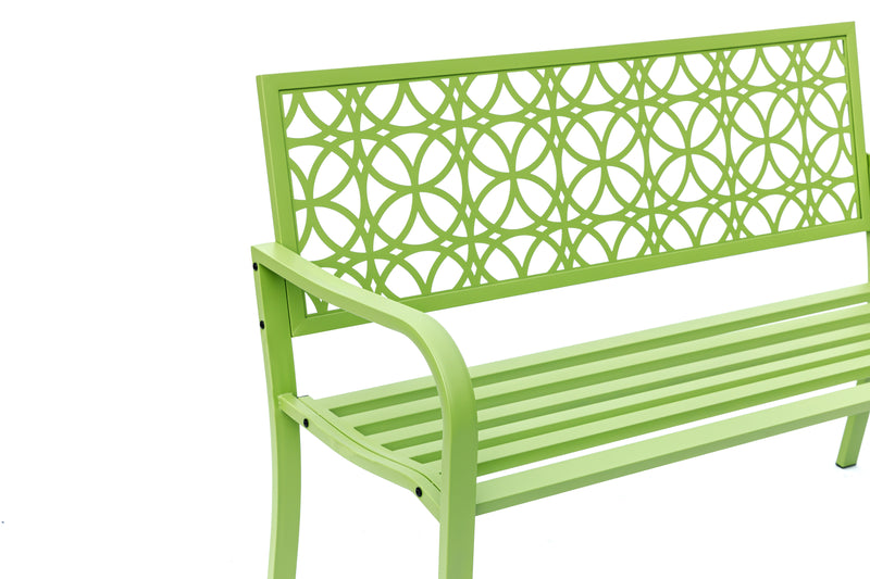 78660-B-GN -  Green Oasis Haven- All-Steel Garden Bench for Relaxation HI-LINE GIFT