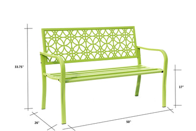 78660-B-GN -  Green Oasis Haven- All-Steel Garden Bench for Relaxation HI-LINE GIFT