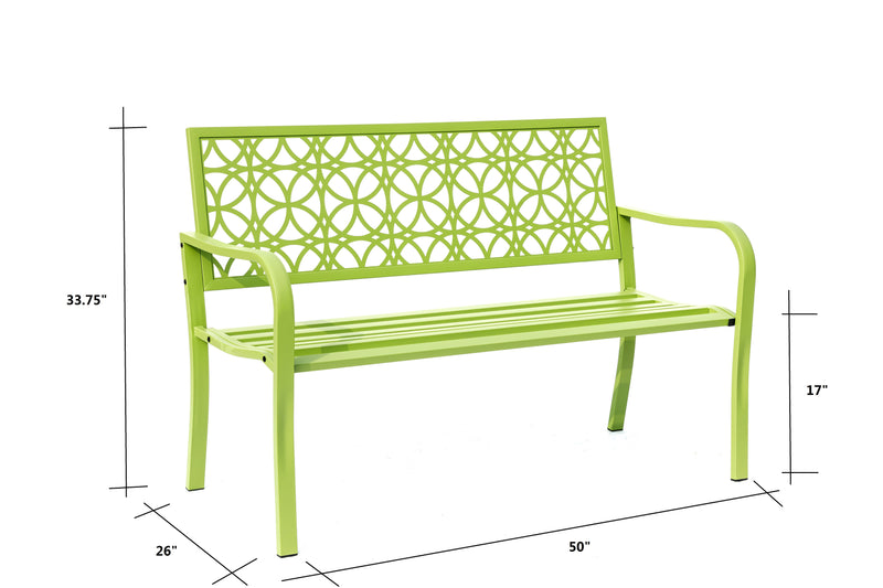78660-B-GN -  Green Oasis Haven- All-Steel Garden Bench for Relaxation HI-LINE GIFT